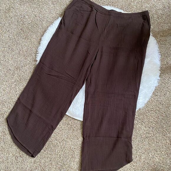 Soft Surroundings Pants Brown Straight Leg Full Length Cotton New Womens Size 1X - Picture 1 of 8